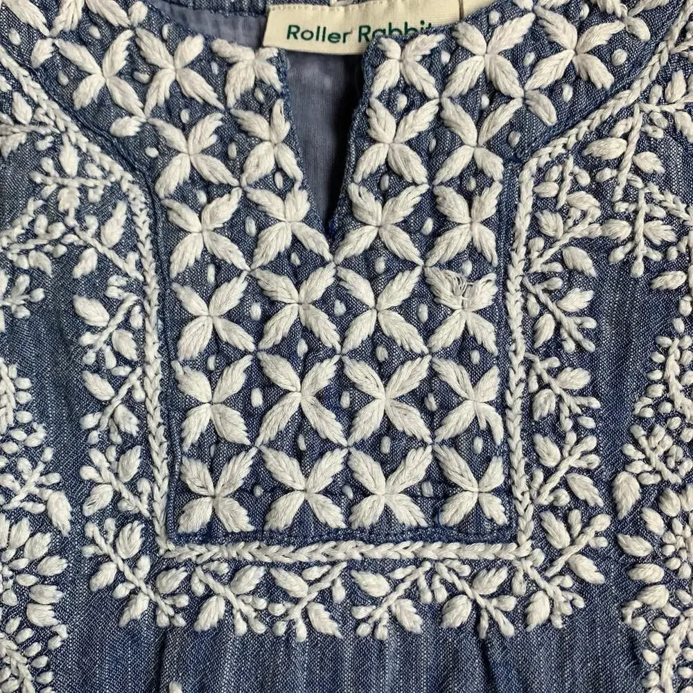 Roller Rabbit Chambray Embroidered dress
